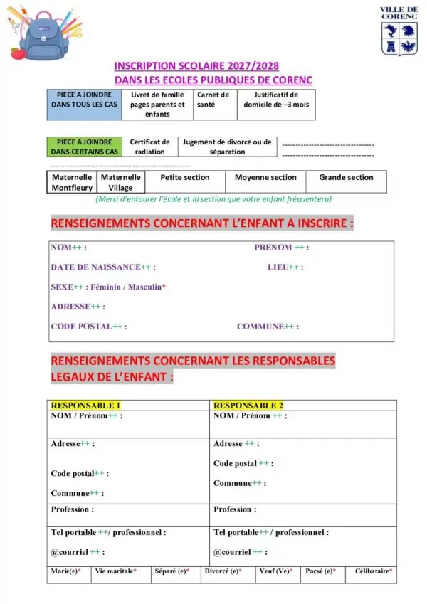 Image du document Inscription scolaire – Maternelle 2027-2028